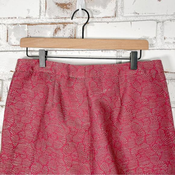 Vintage 90s Worth New York Jacquard Metallic and Pink Cotton Blend Trouser 8 - Picture 7 of 9